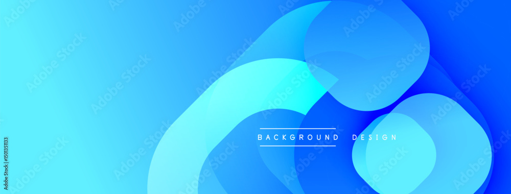 Poster Abstract blue layers create dynamic background. Overlapping shapes suggest depth, modern aesthetic. Text reads background design.