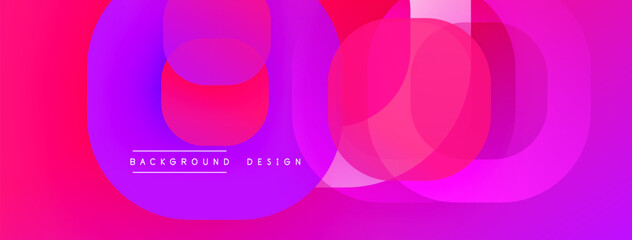 Abstract vibrant design features overlapping circles. Gradient colors blend from magenta to violet, creating dynamic visual effect. Modern, smooth composition.