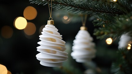 Elegant White Christmas Tree Ornaments