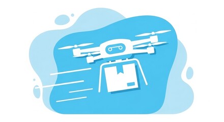 Obraz premium Drone Delivering Package Icon