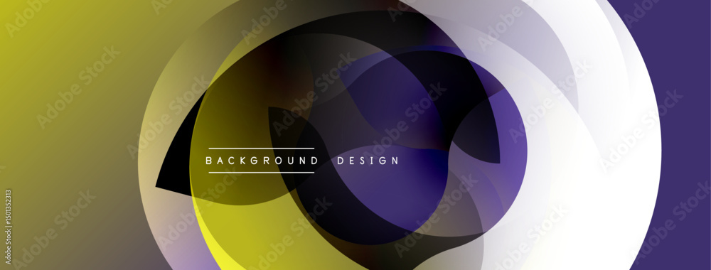 Fototapete abstract geometric shapes overlap, creating dynamic visual effect. yellow, purple, white hues blend 