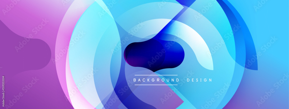 Leinwandbilder Abstract background features layered circles, vibrant purple, blue gradients. Modern design elements create dynamic visual effect.