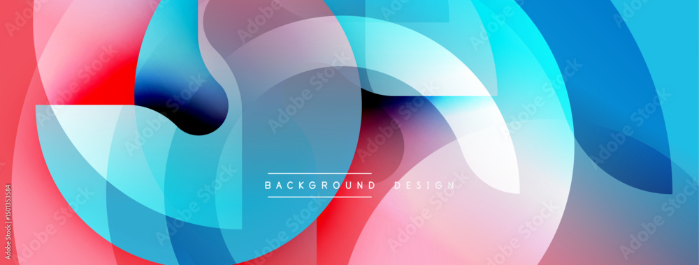 Poster Abstract fluid shapes, vibrant colors blend. Modern design, smooth gradients create dynamic composition. Background suggests technology, innovation.