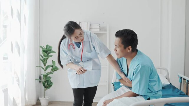 Doctors are providing counseling regarding prostate and venereal cancers that have been detected in a young man. Doctors provide advice and guidance on prostate cancer detection and appropriate treatm