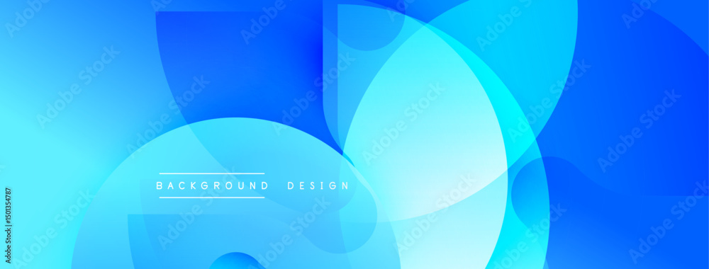 Poster Abstract blue background. Overlapping circles create dynamic visual effect. Modern design suitable for banners, websites.
