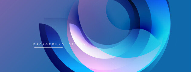 Abstract fluid shapes overlap, creating vibrant blue, purple gradients. Modern design element suitable for backgrounds, banners.