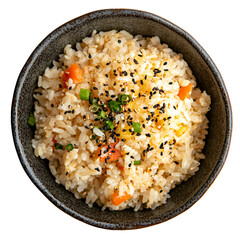 Delicious Vegetable Fried Rice in Bowl Sesame Seeds Garnish