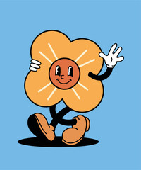 Flat Design Illustration with Character Fun Flowers