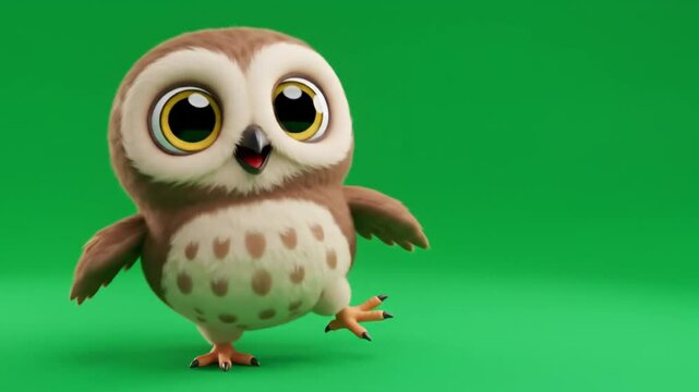 Cartoon owl illustration against green background