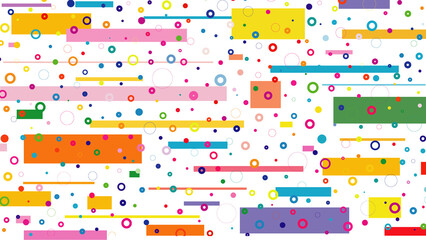 Playful background of bright geometric shapes