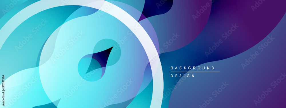Aufkleber abstract fluid shapes, cool blues blend into deep purples. minimalist design with smooth gradients c
