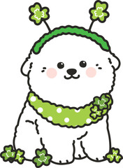 Simple and adorable Saint Patrick's Day illustration of Bichon Frise