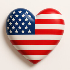 Fototapeta premium Heart shaped decoration featuring American flag, colorful and vibrant symbol of patriotism, ideal for festive displays and crafts.