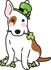 Simple and adorable Saint Patrick's Day illustration of Bull Terrier
