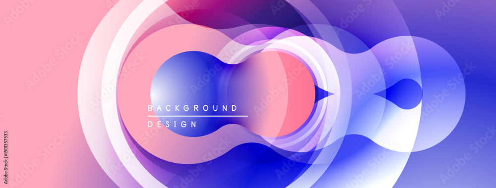 Poster Abstract flowing shapes, pinks, blues create dynamic visual. Modern design element, smooth gradients, layered forms.