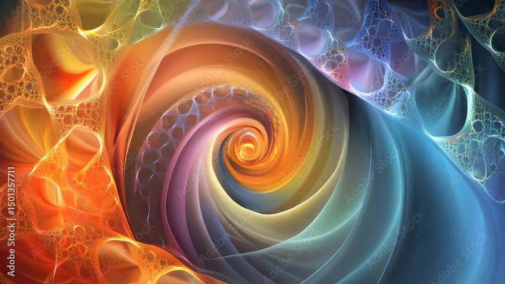 Poster intricate spiral design with elegant curves and dynamic flow creating a captivating visual experienc