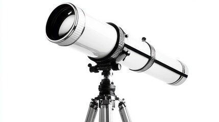 A sleek telescope mounted on a tripod awaits the starry night, ready for an evening of celestial exploration.