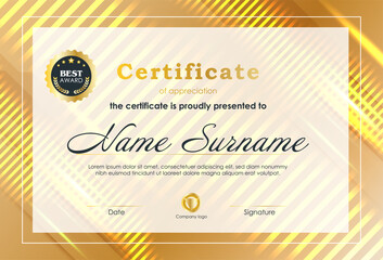Certificate Of Achievement Award Template Design.
