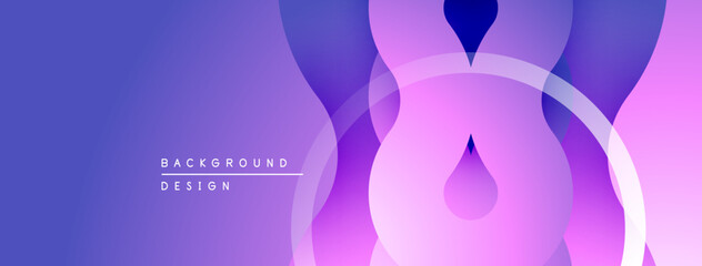 Abstract fluid shapes, purple gradients create modern background design. Soft curves, dynamic composition.