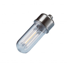 Modern LED light bulb with a clear glass design, showcasing its efficiency and sleek appearance. Ideal for contemporary lighting solutions.