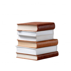 Fototapeta premium Stack of vintage books with leather covers, resting on a white isolated background. Perfect for illustrating literature, education, or book-themed projects.
