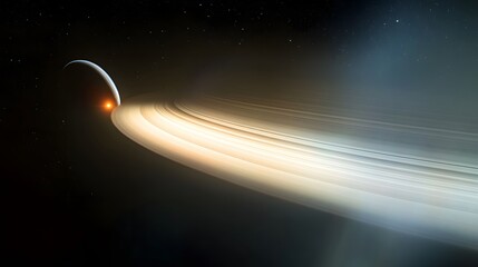 Comet tail lighting up the icy rings of Saturn