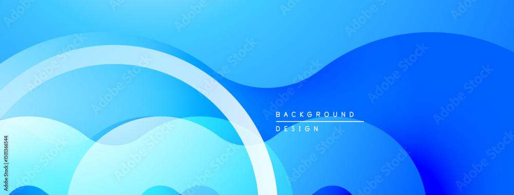 Poster Abstract blue background. Overlapping shapes create dynamic, modern design. Smooth gradients offer visual interest. Minimalist aesthetic.
