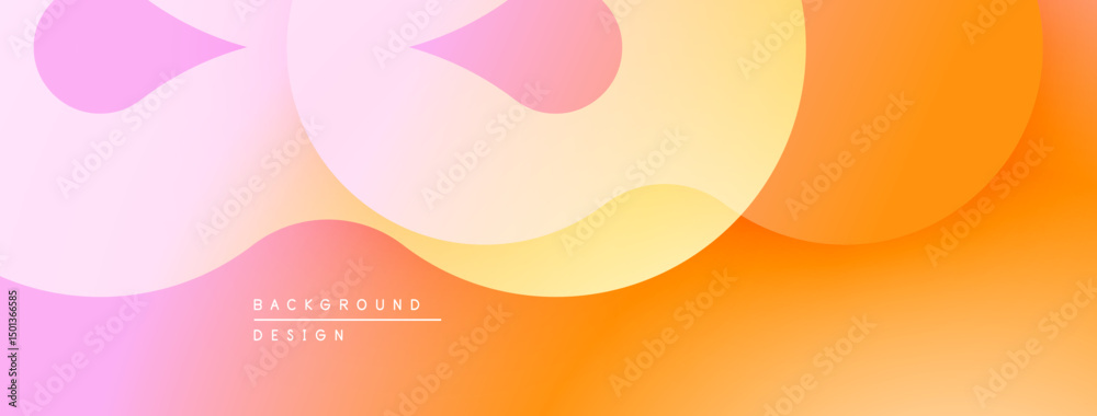 Poster abstract fluid shapes, vibrant gradients. pink, orange, yellow hues blend seamlessly creating modern
