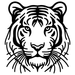 Silhouette illustration of a tiger portrait