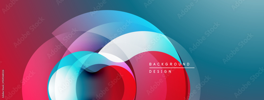 Aufkleber Abstract composition. Overlapping translucent circles create dynamic visual effect. Gradient colors blend smoothly. Modern design element.