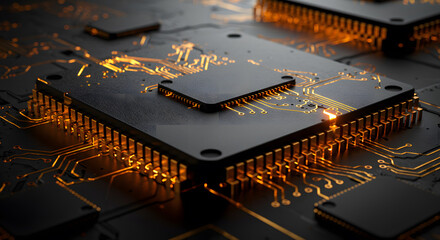 High-Resolution Close-Up of Advanced Microprocessors and Circuitry