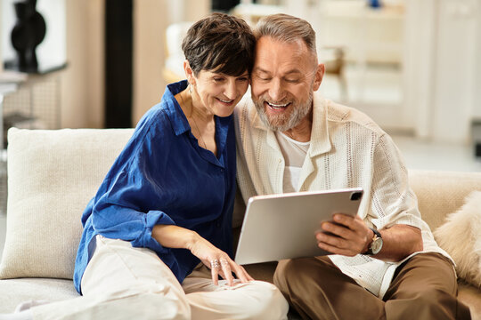 Joyful moments shared by a couple as they explore new interests at home together