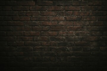 Moody and textured dark brick wall with uneven lighting, perfect for grunge, industrial, or cinematic background settings.