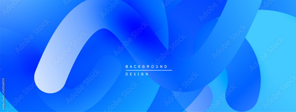 Poster Abstract blue design. Smooth flowing shapes create dynamic visual effect. Modern background for digital projects.
