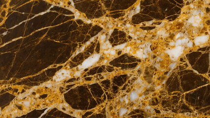 Close-up of a luxurious brown and gold marble texture