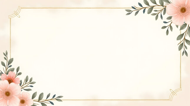 Minimalist wedding invitation design with soft lavender and cream floral border. Perfect for elegant printed or digital use. - Powered by Adobe