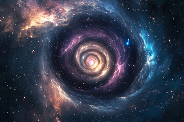 Obraz premium Galactic spiral showcasing vibrant colors and cosmic features in a star-filled universe