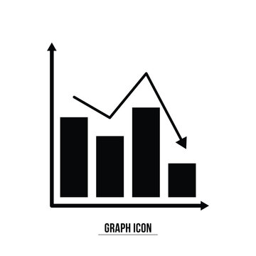 Graph chart vector icon set. growth increase and decrease sign. economy rise and decline symbol. upward or downward trend bar chart icon. profit and loss statistics in eps 10.