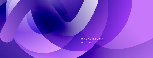 Abstract flowing shapes, purple hues create dynamic background. Smooth gradients suggest movement, modern design aesthetic.