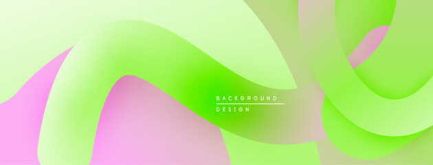Abstract fluid shapes, pastel colors blend. Smooth gradients create dynamic visual flow. Modern design element.