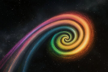 Colorful swirling galaxy creating a mesmerizing vortex effect in space at night