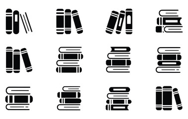 Stack of books icons library literature reading education knowledge