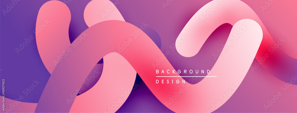 Poster Abstract flowing shapes, vibrant pinks, purples create modern background. Smooth gradients suggest movement, depth.