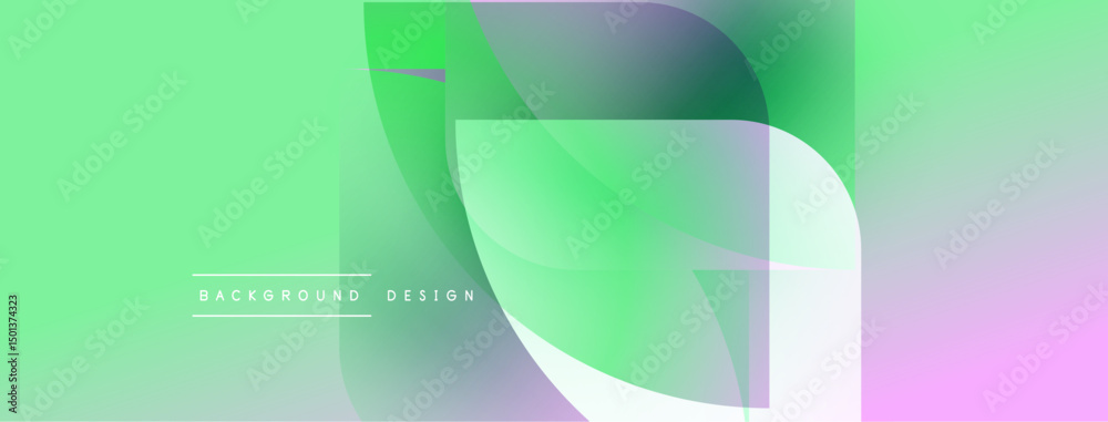 Poster Abstract pastel shapes overlap, creating soft gradients. Minimalist design features text background, design. Light green dominates composition.