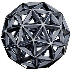 Abstract Geodesic Sphere in Metallic Chrome