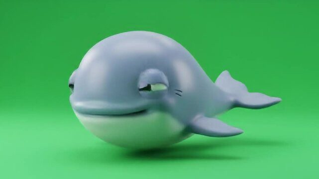 Cartoon whale illustration against green background