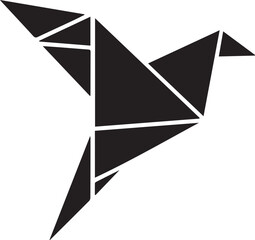 Paper Folded Bird Silhouette Vector | Unique Black Vector Art Illustration for Zen and Calm Art