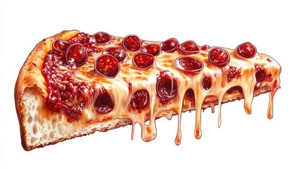 Delicious slice of pepperoni pizza with melted cheese.