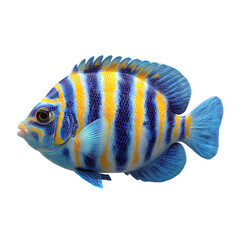 Naklejka premium Beautiful striped angelfish tropical saltwater fish marine life aquarium pet on transparent background