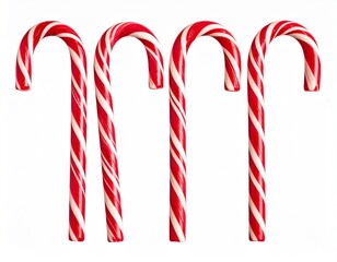 candy canes with red and white stripes isolated on transparent background